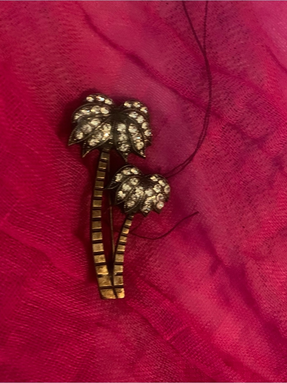 Antique Palm Tree Crystal  Brooch approx 1.5” H